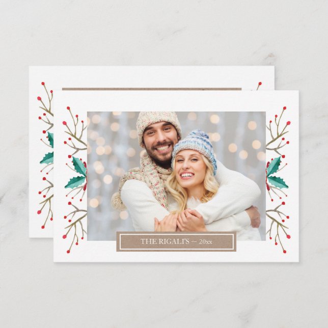 Kleine Weihnachtsfamilie Foto Grußkarte Einladung (Vorne/Hinten)