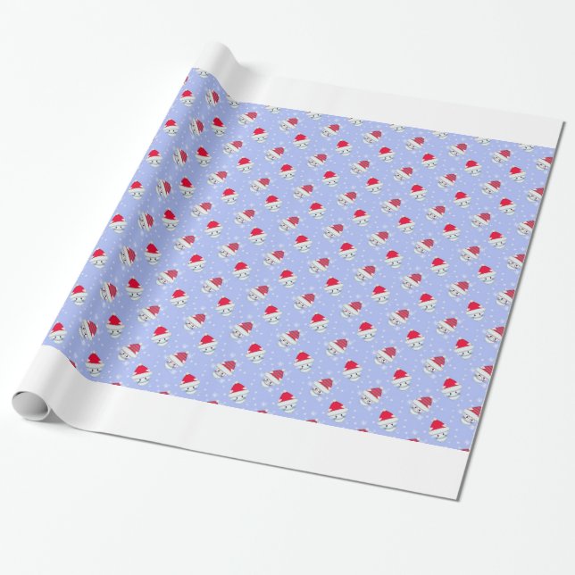 Kleine Weihnachtskätzchen im Schnee Geschenkpapier (Ungerollt)