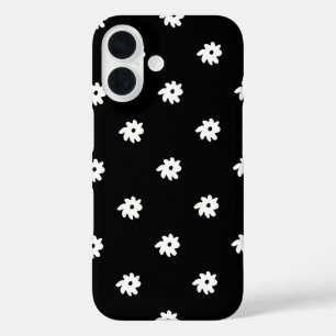 Kleine weiße Blume auf schwarz iPhone 16 Hülle