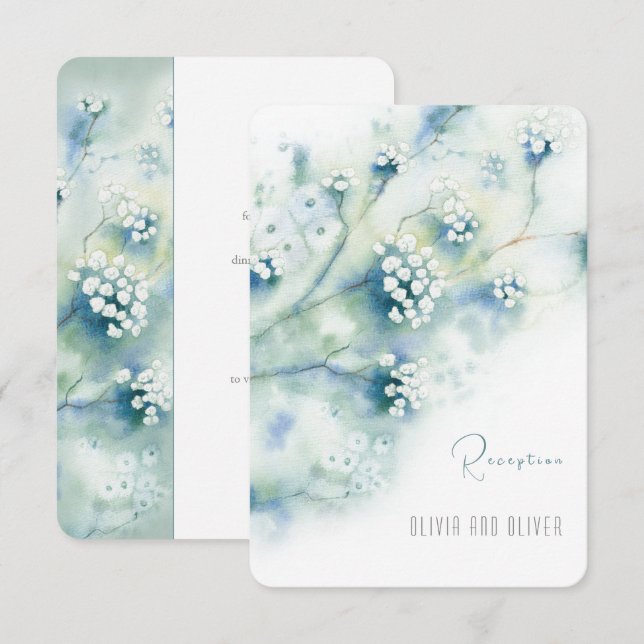 Kleine weiße Blume Empfang-Einschließkarte Einladung (Vorne/Hinten)