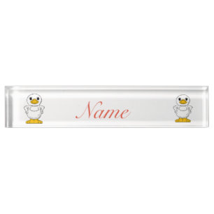 Kleine Weiße Ente Stehend Thunder_Cove Namensplakette