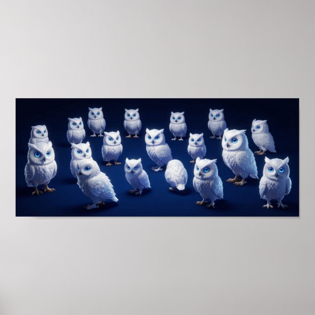 Kleine weiße Eulen Poster (Vorne)