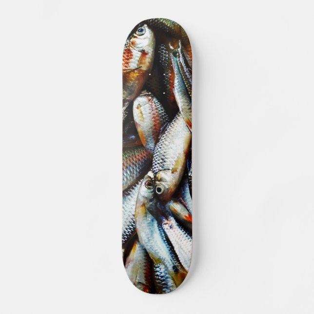 Kleine weiße Fische Skateboard (Vorderseite)
