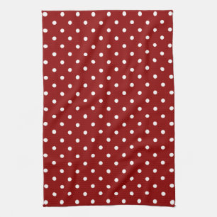 Kleine weiße Polka-Punkte Kirschrot Hintergrund Küchentuch