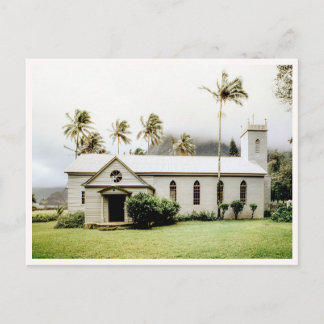 Kleine weiße tropische Kirche Hawaii Postkarte