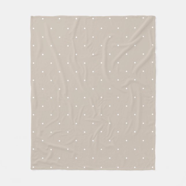 Kleine weiße Tupfen auf kühlem Beige oder Greige Fleecedecke (Vorderseite)