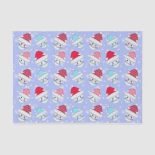 Kleine weiße Weihnachtskätzchen im Schneemuster Seidenpapier