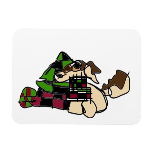 Kleine Welpe für den Winter Magnet (Horizontal)