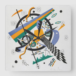 Kleine Welten IV, Abstrakt, Wassily Kandinsky Quadratische Wanduhr