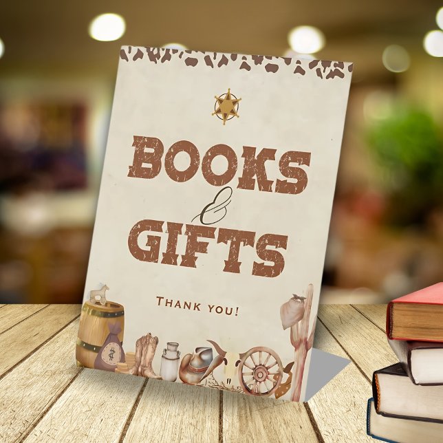 Kleine Western Cowboy Babydusche Bücher und Gesche Sockelschild (Von Creator hochgeladen)