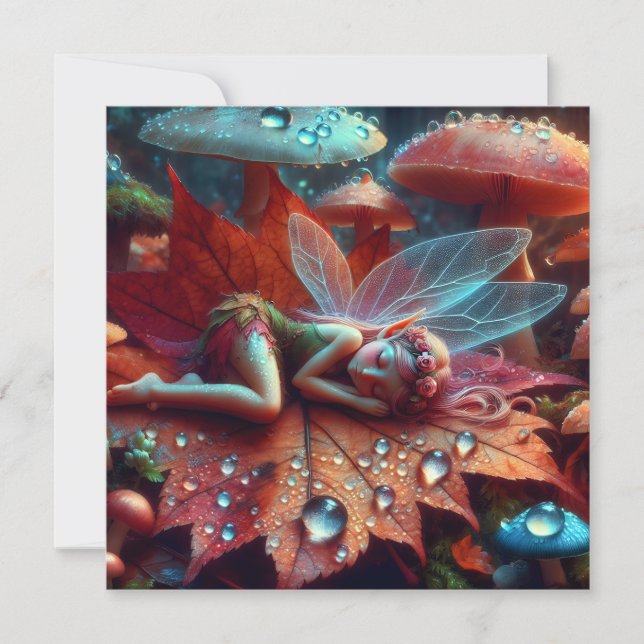 Kleine Whimsical Fairy Schlaf auf einem Lein (Vorderseite)