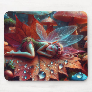Kleine Whimsical Fairy Schlaf auf einem Lein Mousepad