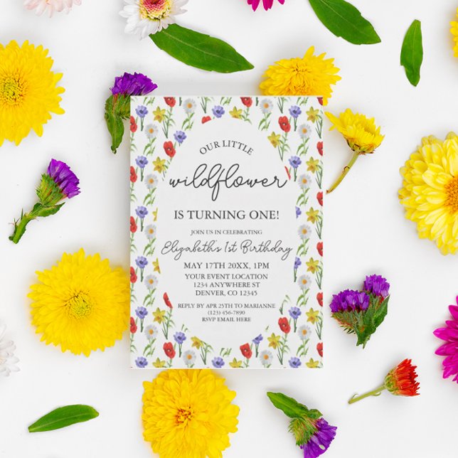 Kleine Wildblume 1. Geburtstag Einladung (Von Creator hochgeladen)