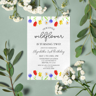 Kleine Wildblume 2. Geburtstag Einladung