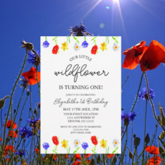 Kleine Wildblume 3. Geburtstag Einladung