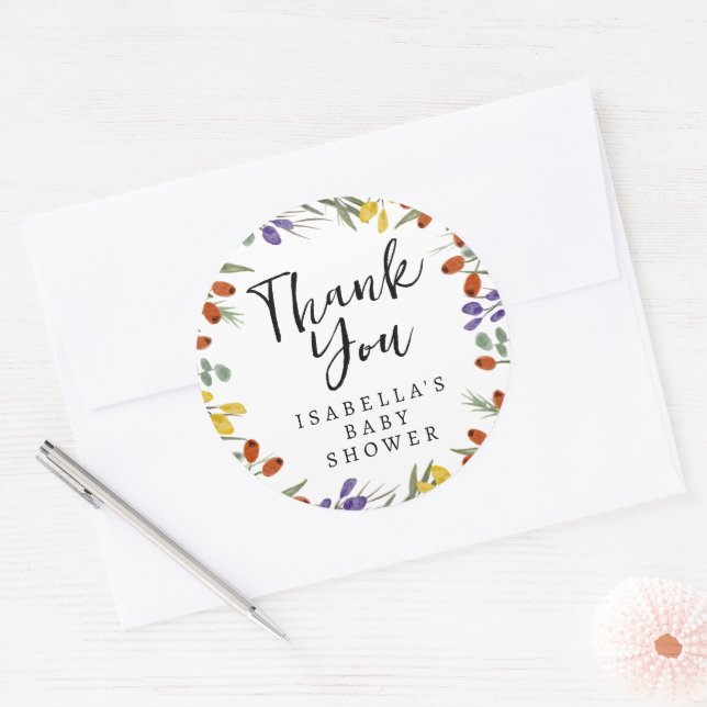 Kleine Wildblume auf der Herbstdusche Runder Aufkleber (Umschlag)