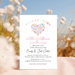 Kleine Wildblume Baby Girl Dusche Niedliches Herz Einladung
