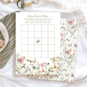 Kleine Wildblume Baby Shower Bingo Game Card Einladung