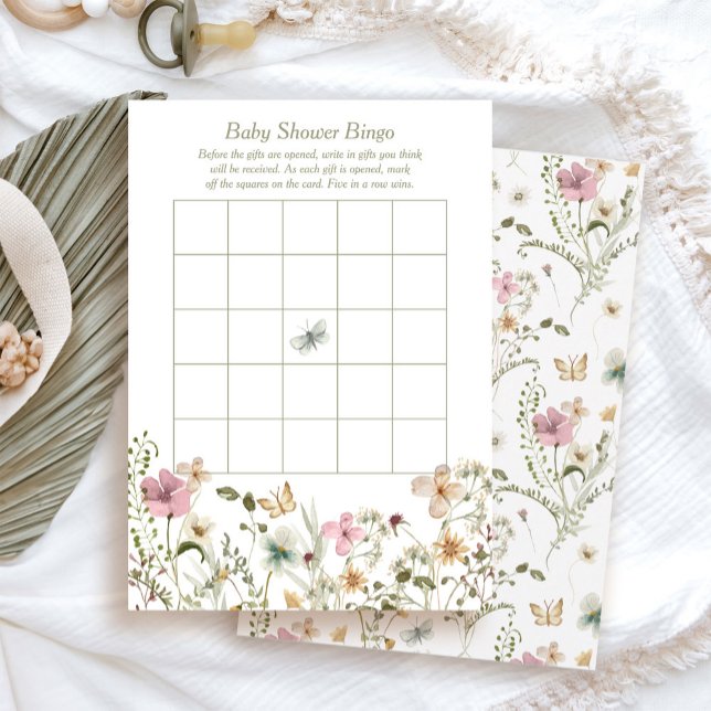 Kleine Wildblume Baby Shower Bingo Game Card Einladung (Von Creator hochgeladen)