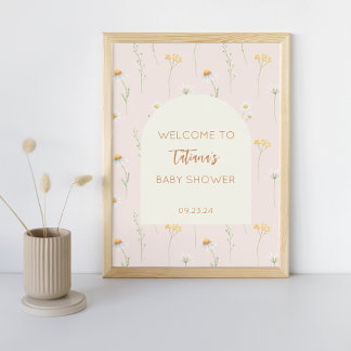 Kleine Wildblume Babydusche Begrüßungszeichen Poster
