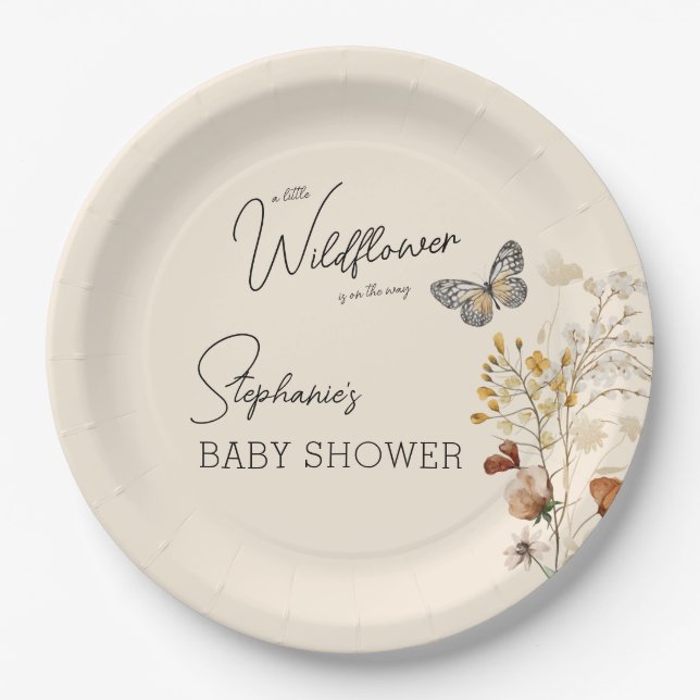 Kleine Wildblume Babydusche Pappteller (Vorderseite)