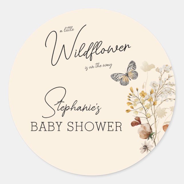 Kleine Wildblume Babydusche Runder Aufkleber (Vorderseite)
