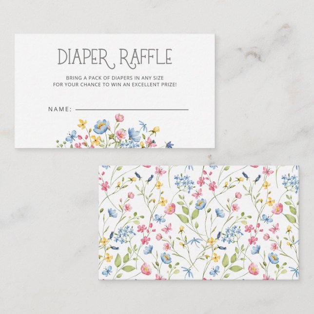 Kleine Wildblume Babydusche Windelwanne Begleitkarte (Vorne/Hinten)