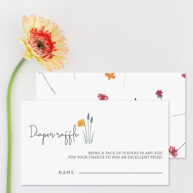 Kleine Wildblume Babydusche Windelwanne Begleitkarte (Little Wildflower Baby Shower Diaper Raffle Enclosure Card)