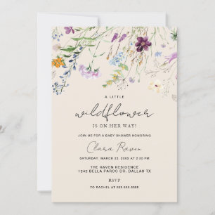 Kleine Wildblume Beige Blütendusche Einladung