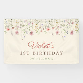 Kleine Wildblume Blume 1. Geburtstag Banner