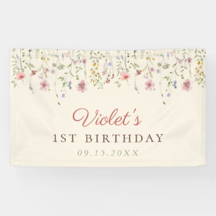 Kleine Wildblume Blume 1. Geburtstag Banner