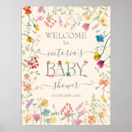 Kleine Wildblume Blumengarten Baby Begrüßungszeich Poster