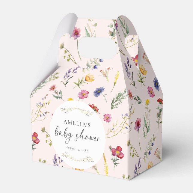 Kleine Wildblume Blumenrosa Kinderdusche Geschenkschachtel (Vorderseite)