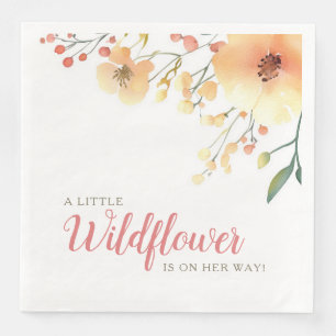 Kleine Wildblume Boho Aquarell Babydusche Serviette