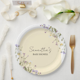 Kleine Wildblume Botanischer BABY SHOWER Pappteller