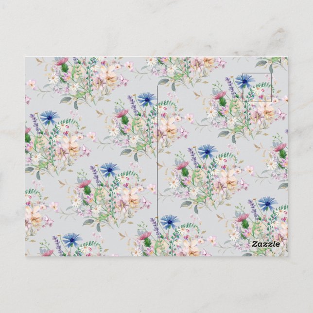 Kleine Wildblume Bouquet Flora Hochzeit Postkarte (Rückseite)
