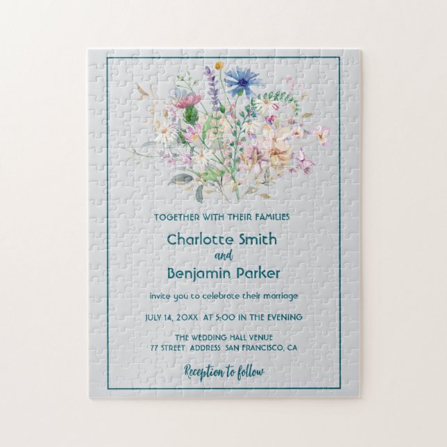 Kleine Wildblume Bouquet Flora Hochzeit Puzzle (Vertikal)