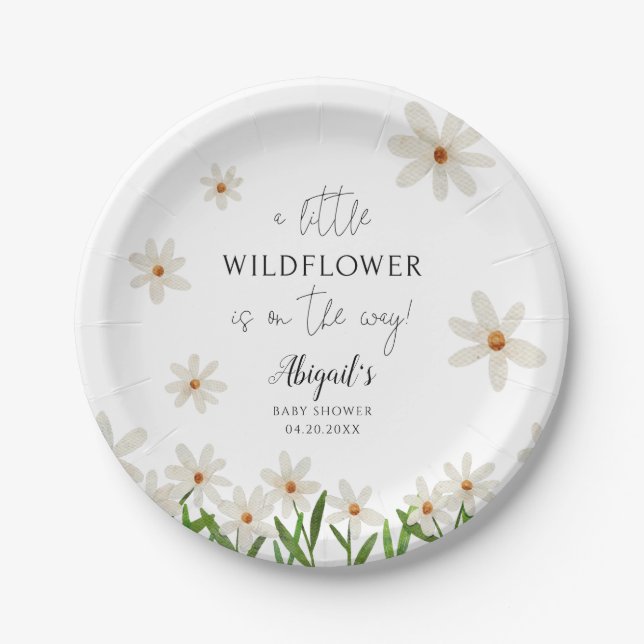 Kleine Wildblume Daisy Girl Babydusche Pappteller (Vorderseite)