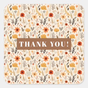 Kleine Wildblume, die einen Geburtstag dreht Quadratischer Aufkleber