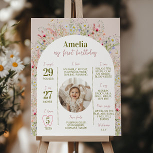 Kleine Wildblume Erster Geburtstag Foto Meilenstei Poster