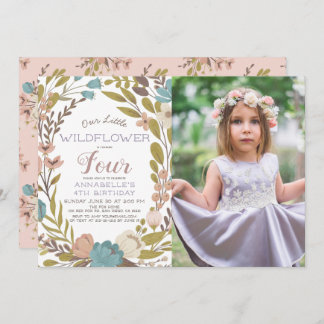 Kleine Wildblume Foto Geburtstag Einladung