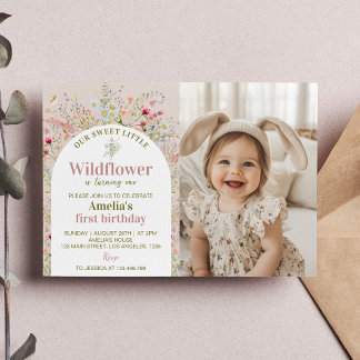 Kleine Wildblume Garten Geburtstag Foto Einladung