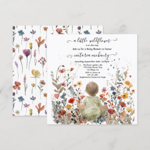 Kleine Wildblume Gartenwiese Babydusche Einladung