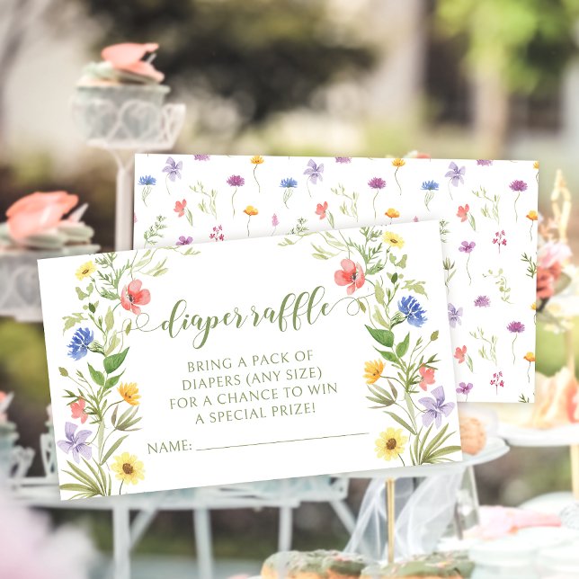 Kleine Wildblume-Girl-Duschdusche-Windel-Tombola Begleitkarte (Von Creator hochgeladen)