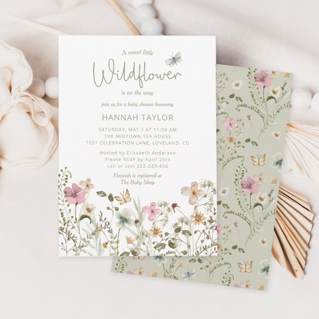 Kleine Wildblume Girl Sage Kinderdusche Einladung (Von Creator hochgeladen)