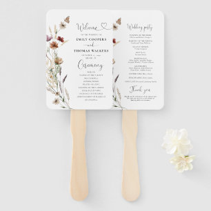 Kleine Wildblume Hochzeitsprogramm Hand Fan Fächer