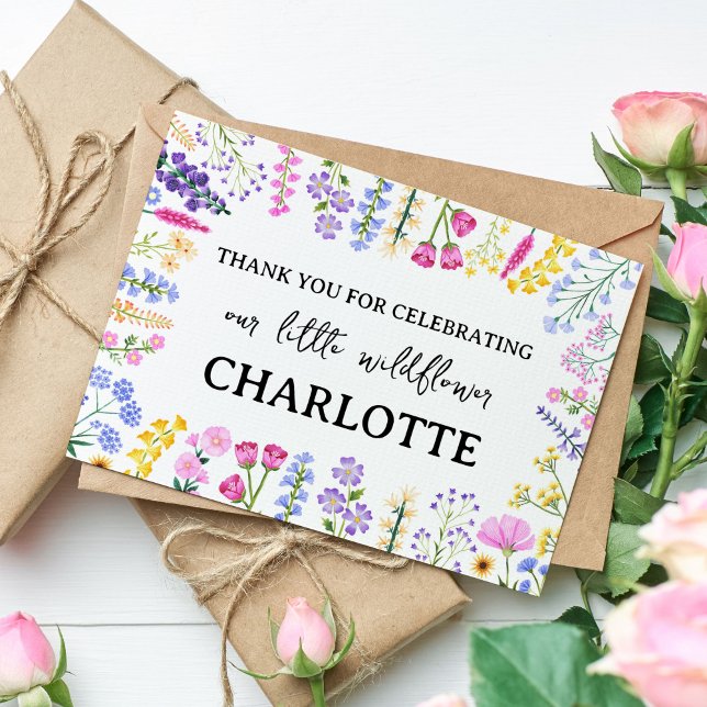 Kleine Wildblume Hübscher Blumenfrühling Geburtsta Dankeskarte (Little Wildflower Spring Birthday Thank You Card)