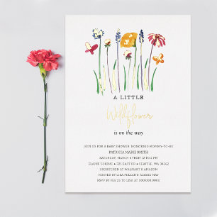 Kleine Wildblume Hübsches Baby Mädchen Baby Shower Folieneinladung