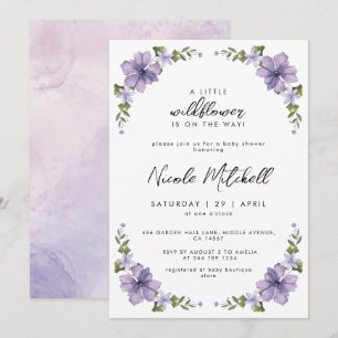 Kleine Wildblume ist auf dem Weg Baby Shower Einladung