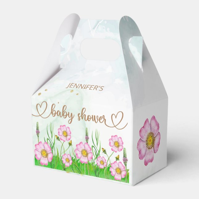 Kleine Wildblume ist auf dem Weg zur Babydusche Geschenkschachtel (Rückseite)